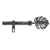 Image de - Kit de tringle à rideaux extensible Feuille - L210 /L380 cm - Patine Noir - Douceur d'intérieur
