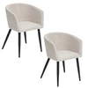 Image de - Lot de 2 fauteuils de table Aubin en tissu effet matelassé - Beige - Aubin