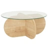 Image de - Table basse ronde Luminix en verre et bois - Beige - Luminix