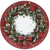 Image de - Lot de 12 dessous d'assiette Couronne de Noël D. 33 cm - Rouge