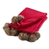 Image de - Plaid à pompons doux - 150 x 125 cm - Rouge - Douceur d'intérieur