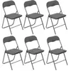 Image de - Lot de 6 chaises pliantes effet velours - Gris clair