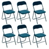 Image de - Lot de 6 chaises pliantes effet velours - Bleu
