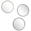 Image de - Lot de 3 miroirs ronds imitation bois - Diam 26 cm - Marron