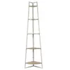 Image de - Etagère d'angle 5 niveaux en bois et métal EDISON - Blanc et marron