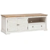 Image de - Meuble TV 2 portes et 1 tiroir en bois OLBIA - Blanc et beige - OLBIA