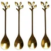 Image de - Lot de 4 cuillères à café Feuille - Doré