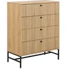 Image de - Commode rectangulaire à 4 tiroirs effet tasseaux BAÏKAL - Beige - BAÏKAL