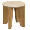 Image de - Table d'appoint ronde avec plateau effet travertin LIMA - Marron - LIMA