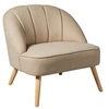 Image de - Fauteuil en velours et pieds en bois NAOVA - Beige - Naova