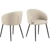 Image de - Lot de 2 chaises en tissu avec accoudoirs SÖREN - Beige avec pieds noirs - SÖREN