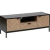 Image de - Meuble TV 2 portes et 1 tiroir en bois et mï¿½tal CHEVRONS - Beige et noir - Chevrons