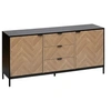 Image de - Buffet 2 portes et 3 tiroirs en bois et métal CHEVRONS - Beige et noir - Chevrons
