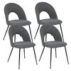 Image de - Lot de 4 chaises pieds métal assise tissu RAVEN - Gris - Raven