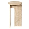 Image de - Table d'appoint ronde effet travertin PIETRA - D.30 cm - Beige - Pietra