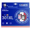 Image de COMETE - 301 XL - 2 Cartouches MADE IN FRANCE compatibles HP 301XL - Noir et Couleur