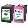 Image de COMETE - 62XL - 2 Cartouches d'encre Compatibles avec HP 62 ou 62XL - sans Niveau d'encre - Marque française