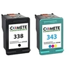 Image de COMETE - 338 343 - 2 Cartouches d'encre Compatibles HP 338/343 - Marque française