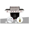 Image de Barbecue à gaz avec chariot Manhattan 450GPI + plancha + Malette de 8 accessoires inox + Dégraissant pour barbecue