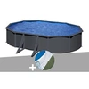 Image de Kit piscine acier gris anthracite Gré Louko ovale 6,34 x 3,99 x 1,22 m + Tapis de sol