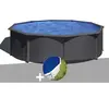 Image de Kit piscine acier gris anthracite Gré Louko ronde 4,80 x 1,22 m + Bâche à bulles