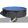 Image de Kit piscine acier gris anthracite Gré Louko ronde 3,70 x 1,22 m + Bâche d'hivernage