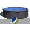 Image de Kit piscine acier gris anthracite Gré Louko ronde 3,70 x 1,22 m + Bâche à bulles