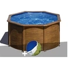Image de Kit piscine acier aspect bois Gré Pacific ronde 2,60 x 1,22 m + Bâche à bulles