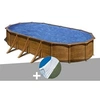 Image de Kit piscine acier aspect bois Gré Pacific ovale 7,44 x 3,99 x 1,22 m + Tapis de sol