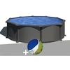 Image de Kit piscine acier gris anthracite Gré Juni ronde 3,70 x 1,32 m + Bâche à bulles