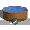 Image de Kit piscine acier aspect bois Gré Pacific ronde 3,70 x 1,22 m + Bâche d'hivernage
