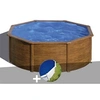 Image de Kit piscine acier aspect bois Gré Pacific ronde 3,70 x 1,22 m + Bâche à bulles