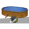 Image de Kit piscine acier aspect bois Gré Pacific ovale 5,27 x 3,27 x 1,22 m + Bâche d'hivernage