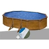 Image de Kit piscine acier aspect bois Gré Pacific ovale 6,34 x 3,99 x 1,22 m + Tapis de sol
