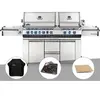 Image de Barbecue à gaz Prestige Pro 825 + Housse de protection + Plateau charbon + Pierre à pizza large rectangle