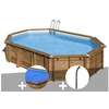 Image de Kit piscine bois Gré Avocado 6,56 x 4,56 x 1,27 m + Bâche à bulles + Douche
