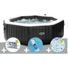 Image de Kit spa gonflable PureSpa Carbone octogonal Bulles et Jets 6 places avec 12 filtres 5 kg de sel et Aspirateur
