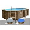 Image de Kit piscine bois Grénade 4,36 x 3,36 x 1,17 m + Bâche hiver + Bâche à bulles