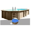 Image de Kit piscine bois Gré Safran 6,20 x 3,95 x 1,36 m + Bâche à bulles