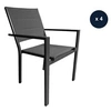 Image de Lot de 4 Fauteuils avec structure aluminium et textilène matelassé gris, empilables, Ibiza anthracite -
