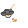 Image de Jimfoty poêle à oeufs, poêle à omelette 4 trous poêles à frire antiadhésives petit déjeuner crêpes omelette à crêpes avec manche en bois pour