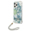 Image de Coque pour iPhone 13 Pro Flowers avec lanière nylon Bleu