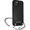 Image de Coque pour iPhone 13 Mini avec Chaîne de Transport et Texture Cuir Noir