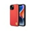 Image de Coque en cuir synthétique effet carbone pour iPhone 14 Plus - Rouge