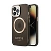 Image de Coque TPU Magsafe Gold Outline pour iPhone 14 Pro - Noire translucide