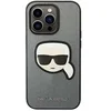 Image de Coque pour iPhone 14 Pro Effet Cuir Karl Head 3D Protection Chic Argent