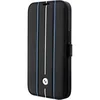 Image de Etui Booktype pour iPhone 14 Pro Antichoc en Cuir Stamp Blue Lines Noir