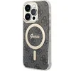 Image de Coque pour iPhone 14 Pro Max MagSafe Antichocs Saffiano avec Motif 4G Noir