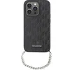 Image de Coque pour iPhone 14 Saffiano avec Chaîne Rigide Stylé Noir