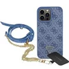 Image de Coque pour iPhone 15 Pro avec Motif 4G et Logo Triangulaire en Métal Bleu